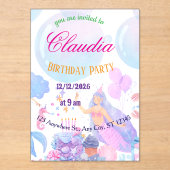 Mermaid Birthday Invitation for Kids アクリル招待状 (正面)