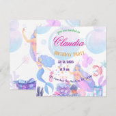Mermaid Birthday Invitation for Kids 招待状 (正面/裏面)