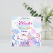 Mermaid Birthday Invitation for Kids 招待状 (スタンド正面)