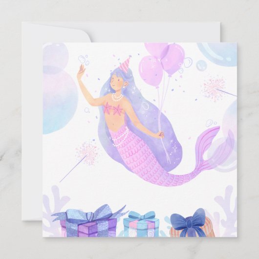 Mermaid Birthday Invitation for Kids 招待状 (裏面)
