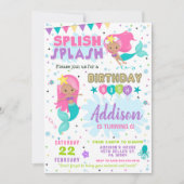 Mermaid Birthday Invitation Splish Splash Invite 招待状 (正面)