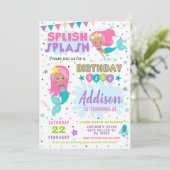 Mermaid Birthday Invitation Splish Splash Invite 招待状 (スタンド正面)