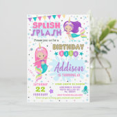 Mermaid Birthday Invitation Splish Splash Invite 招待状 (スタンド正面)