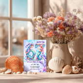 Mermaid Birthday Numbers 67 Kids 招待状