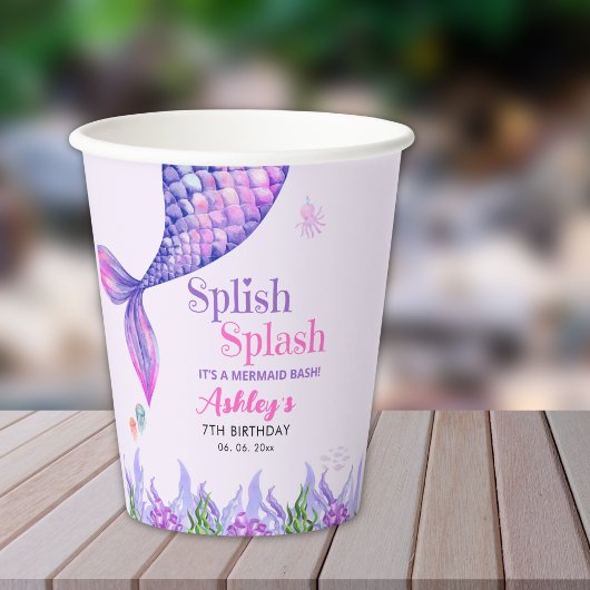 Mermaid Birthday Party Cups for Girls 紙コップ
