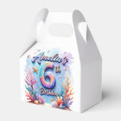 Mermaid Birthday Party Custom Name & Age Amelia 6 フェイバーボックス (裏面サイド)