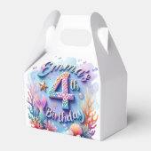 Mermaid Birthday Party Custom Name & Age Emma 4 フェイバーボックス (正面サイド)