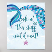 Mermaid Birthday Party Decorations Sign ポスター (正面)