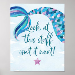 Mermaid Birthday Party Decorations Sign ポスター