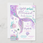 Mermaid Birthday Party Invitation 招待状 (正面)
