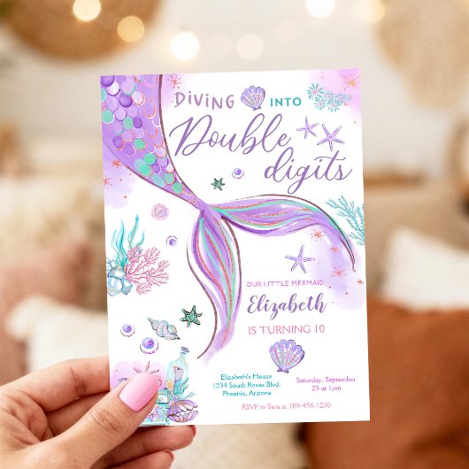 Mermaid Birthday Party Invitation 招待状