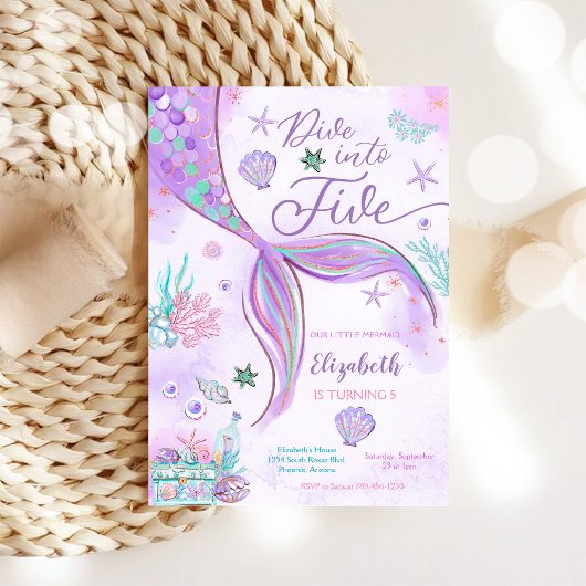 Mermaid Birthday Party Invitation 招待状