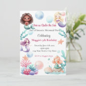 Mermaid Birthday Party Invitation for Girls 招待状 (スタンド正面)