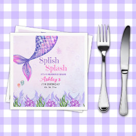 Mermaid Birthday Party Napkins for Girls スタンダードカクテルナプキン
