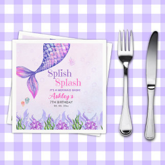 Mermaid Birthday Party Napkins for Girls スタンダードカクテルナプキン