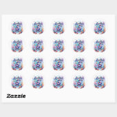 Mermaid Birthday Party Sticker – Custom Name & Age ラウンドシール (シート)