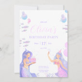 Mermaid Birthday Party, Under the Sea Mermaid 招待状 (正面)