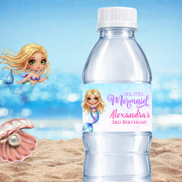 Mermaid Birthday Party - Under the Sea Splish ペットボトルラベル