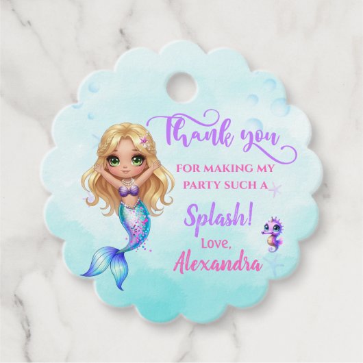Mermaid Birthday Party - Under the Sea Splish Spla フェイバータグ (正面)