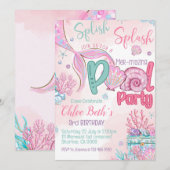 Mermaid Birthday Pool Party Invitation 招待状 (正面/裏面)