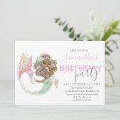 Mermaid Birthday Sweet Little Mermaid Nautical  案内状 (スタンド正面)