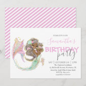 Mermaid Birthday Sweet Little Mermaid Nautical  案内状 (正面/裏面)