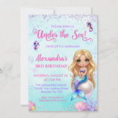 Mermaid Birthday - Under the Sea Splish Splash 招待状 (正面)