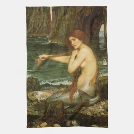 Mermaid by John William Waterhouse キッチンタオル (縦)