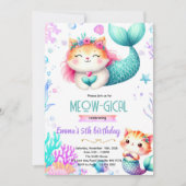 Mermaid cat party theme invitation 招待状 (正面)