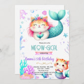 Mermaid cat party theme invitation 招待状 (正面/裏面)
