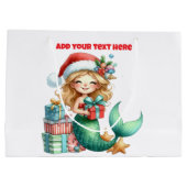 Mermaid Christmas Large Gift Bag – Personalized ラージペーパーバッグ (裏面)
