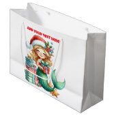 Mermaid Christmas Large Gift Bag – Personalized ラージペーパーバッグ (正面アングル)