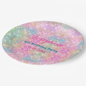 Mermaid colorful iridescent birthday custom ペーパープレート (アングル)