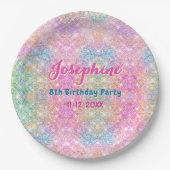 Mermaid colorful iridescent birthday custom ペーパープレート (正面)