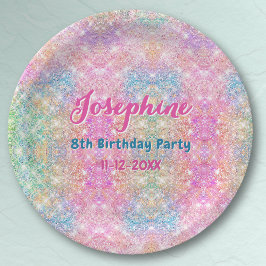 Mermaid colorful iridescent birthday custom ペーパープレート