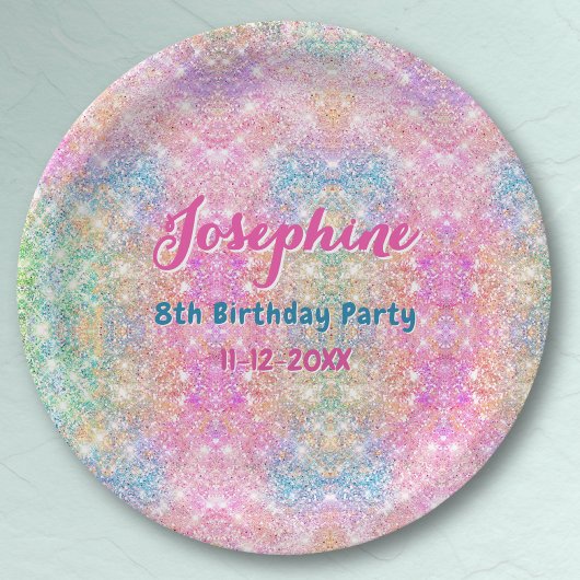 Mermaid colorful iridescent birthday custom ペーパープレート