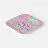 Mermaid colorful iridescent birthday custom square ペーパープレート (傾斜あり)