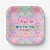 Mermaid colorful iridescent birthday custom square ペーパープレート (正面)