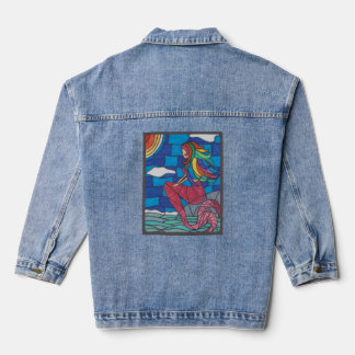 Mermaid Denim Jacket Stained Glass Style Artwork デニムジャケット