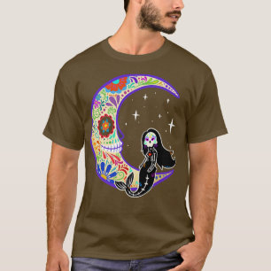 Mermaid Dia de Los Muertos Skeleton Tシャツ