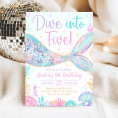 Mermaid Dive Into Five 5th Birthday Invitation 招待状