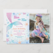 Mermaid Dive Into Five 5th Birthday Party Photo 招待状 (正面)