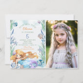 Mermaid Dive Into Five 5th Birthday Party Photo 招待状 (正面)