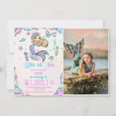 Mermaid Dive Into Five 5th Birthday Party Photo 招待状 (正面)