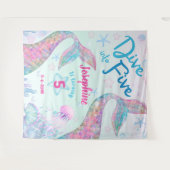 Mermaid dive into five 5th birthday welcome large タペストリー (正面(横))