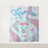 Mermaid dive into five 5th birthday welcome large タペストリー (正面)