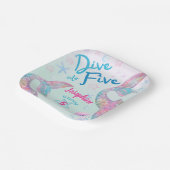 Mermaid dive into five birthday watercolor square ペーパープレート (傾斜あり)