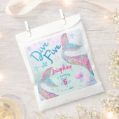 Mermaid dive into five fifth birthday watercolor フェイバーバッグ (クリップ留めされた状態)