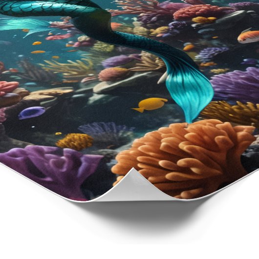 Mermaid enjoying the reef ポスター (角)