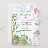 Mermaid Farm Birthday, Sibling Party, Double Birth 招待状 (正面)